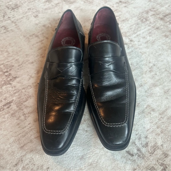 Mezlan Toulon Black Leather Slip-on Dress Shoes Loafers Men’s Sz 10 - Picture 2 of 9